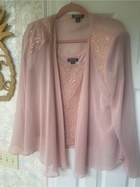 SLNY Dusty Blush Sheer Jacket Set